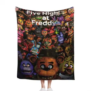 Five Nights at Freddys Anime-Inspired Flannel Blanket - Perfect for home, travel, office, or camping. Suitable for all seasons and machine washable. ideal decorative gift