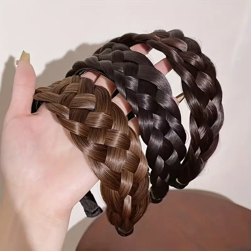 1.57inch Widened Headband Wig Hairband Fluffy Head Hoop Ornament Braid Twist Head Hoop Female Hair Clip Hair Accessories