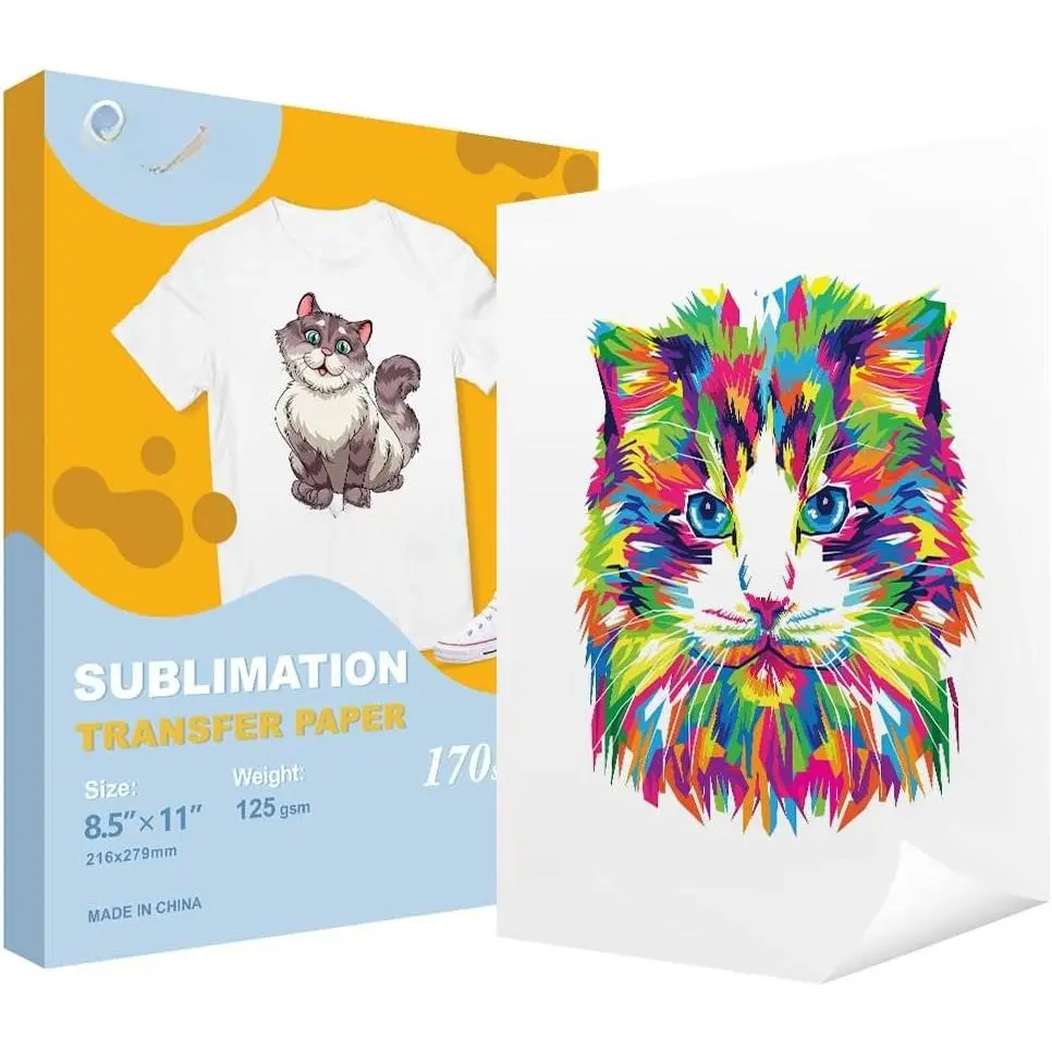 170 Sheets Sublimation Paper Heat Transfer Paper 8.5x11 inch A4 for Any Epson   Sawgrass Inkjet Printer with Sublimation Ink for Mug, T-Shirt,Light Fabric DIY 125gsm