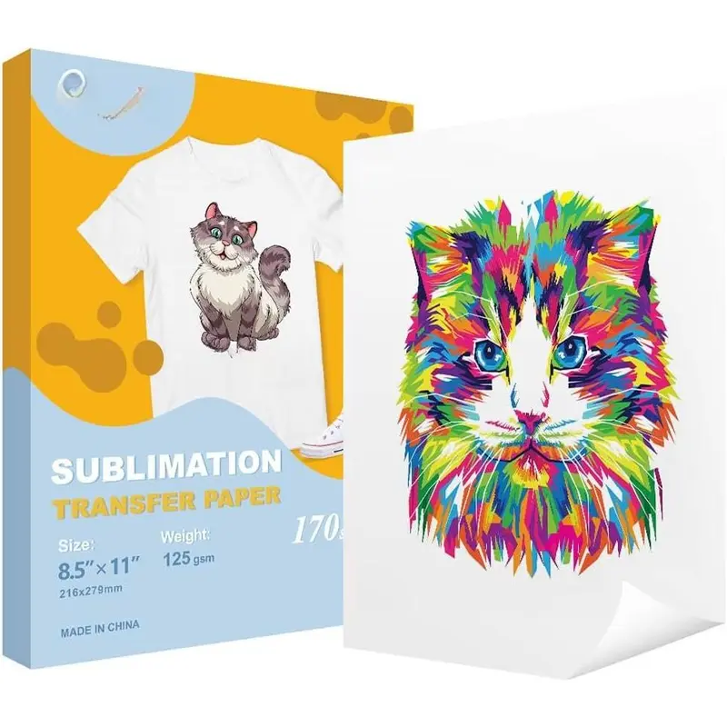170 Sheets Sublimation Paper Heat Transfer Paper 8.5x11 inch A4 for Any Epson   Sawgrass Inkjet Printer with Sublimation Ink for Mug, T-Shirt,Light Fabric DIY 125gsm