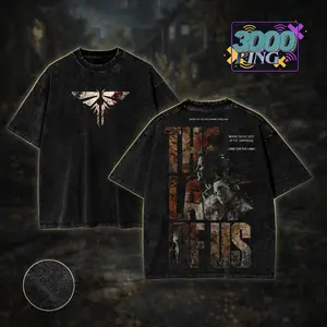The Last Of Us Firefly Light Vintage Bootleg Inspired Wash Tee, Retro Cinematic Gaming Graphic Unisex T-Shirt, Y2K Epic Journey Story Throwback Heavyweight Sweatshirt, Dystopian Nostalgia Oversized Streetwear Hoodie And Tank Top Apparel