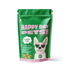 Happy Day Pets! Turkey Chips - Turkey, Sweet Potato, Sea Salt Dog Treats, Crunchy & Healthy, Grain-Free, High Protein, Natural Ingredients, Perfect for Training & Daily Treats