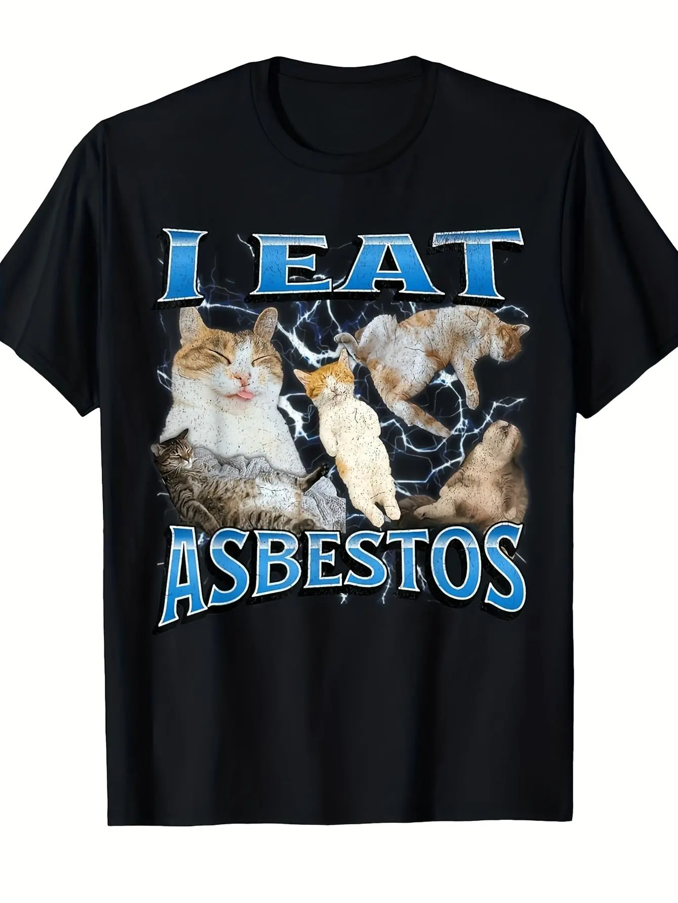 MenS T-Shirt Featuring a Humorous Asbestos Cat Mem