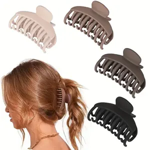 4/8pcs Double Row Teeth Hair Clips - 2.5" Medium Hair Clips for Thin Hair, Matte Finish, Secure Hold for Women &, Ideal for Short & Fine Hair, Hair Accessories, Sleek Hair Clips, Durable Hair Clips
