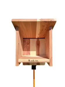 Robin Birdhouse Handcrafted with 3/4" Red Cedar wood, includes Solid Steel 80" EZ Step-In Post - Easy to Clean & Maintain for Healthier Birds, Lifetime Warranty