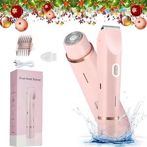 2in1 bikini trimmer and electric shaver set, women's electric shaver - cordless dry-wet dual-purpose electric shaver kit, waterproof facial/lip/underarm/leg/private area hair removal products