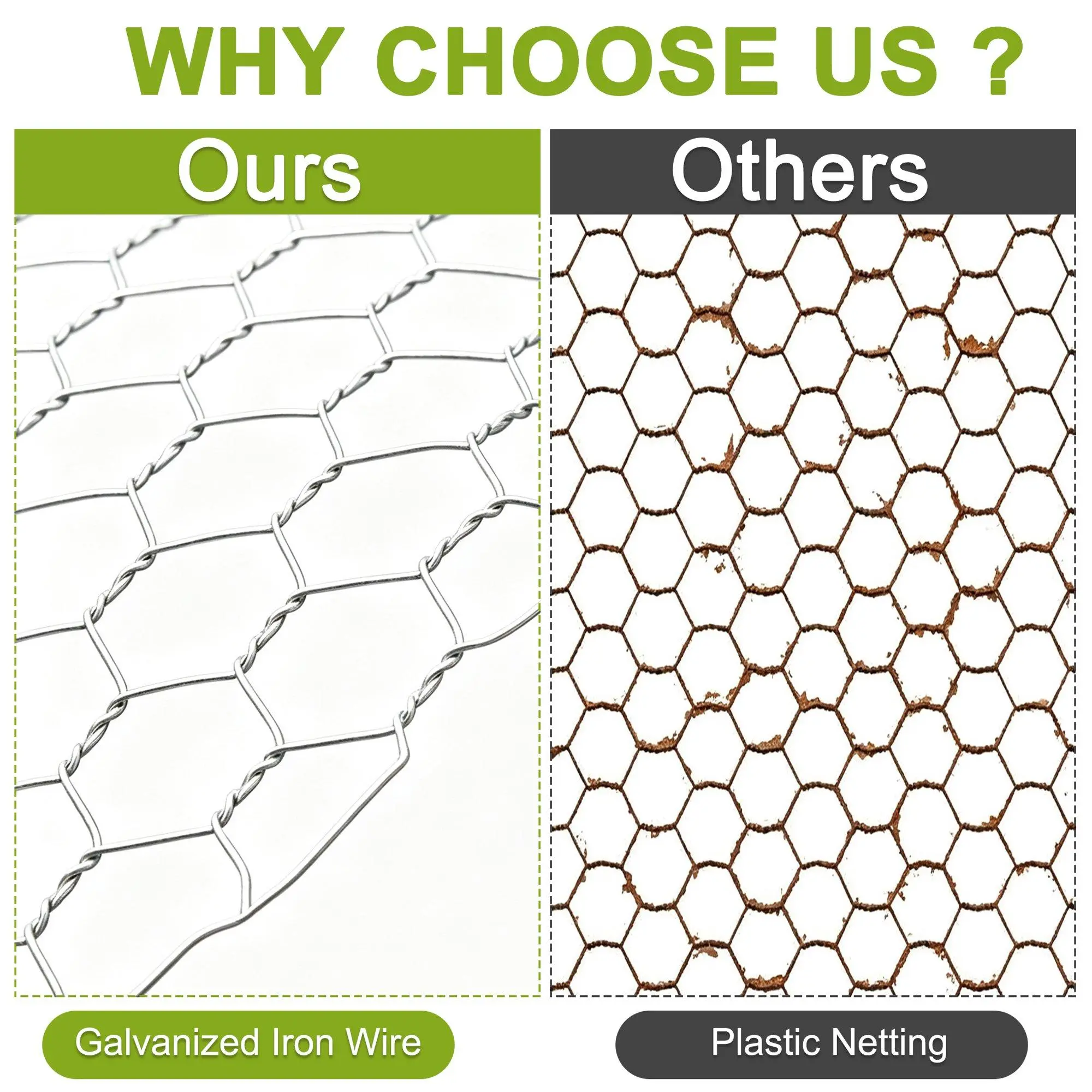 Galvanized Rustproof Chicken Wire Mesh Roll, 3.3ft x 32.8ft Hexagonal Wire Mesh for Gardening Fencing, Animal Cages