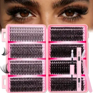 Mixed Length Individual, Dense, DIY Eyelash Clusters Kit, Eyelash Extension, Eyelash Clusters Extensions, Spikes/Bottom/20D 40D 50D, Soft Lightweight Curled Eyelashes, Waterproof Long-Lasting, Includes Bond & Seal & Tweezers, Makeup tool