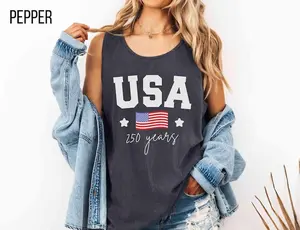 250 Years USA Patriotic Comfort Colors Tank Top, American Flag, USA pride, Women's flag
