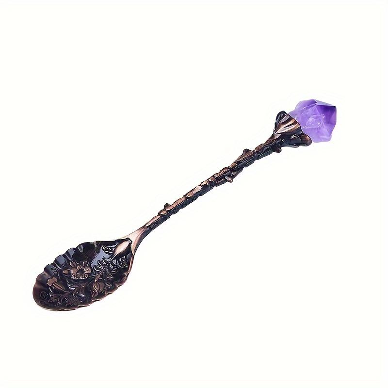 1/2/4/7pcs Natural Amethyst Flower Coffee Spoons Decorative Tea Spoons, Purple Crystal Spoons,Vintage Carved Spoons Dessert Spoon Ice Cream Spoons Hand Polished Raw Stone Crystal,Lucky home 1/2/4/7pcs Natural Amethyst Flower Coffee Spoons Decorative Tea Spoons, Purple Crystal Spoons,Vintage Carved Spoons Dessert Spoon Ice Cream Spoons Hand Polished Raw Stone Crystal,Lucky home