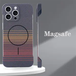 Magsafe Carbon Fiber Frameless Case for iPhone 16 Pro Max 15 14 13 12 11 Pro Max Wireless Charging Ultra-Thin Protective Cover