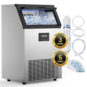 150lbs/24H Commercial Ice Maker Machine, Stainless Steel Under Counter ice Machine with 50lbs Ice Storage Capacity, Freestanding Ice Maker
