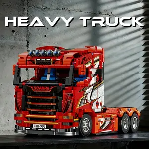 Scania Tractor Truck Building Blocks Model, 1708pcs/set Building Kit, Creative Blocks Building Toy, Educational Assembly Bricks Gift for Teenager & Adult