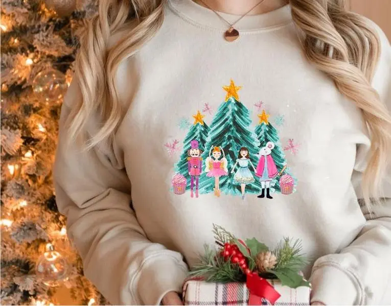 Vintage Pink Nutcracker Squad Ballet Women Pink Christmas Sweatshirt, Crewneck Sweatshirt, Christmas T-shirt