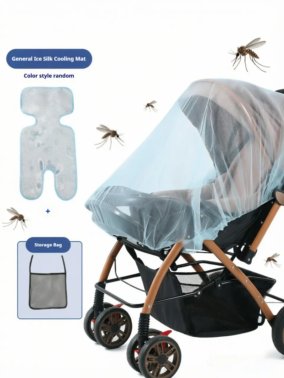 Universal Full-Coverage Mosquito Net for Baby Strollers – Fine-Mesh, Enlarged Anti-Mosquito Cover Suitable for Standard and Umbrella Strollers