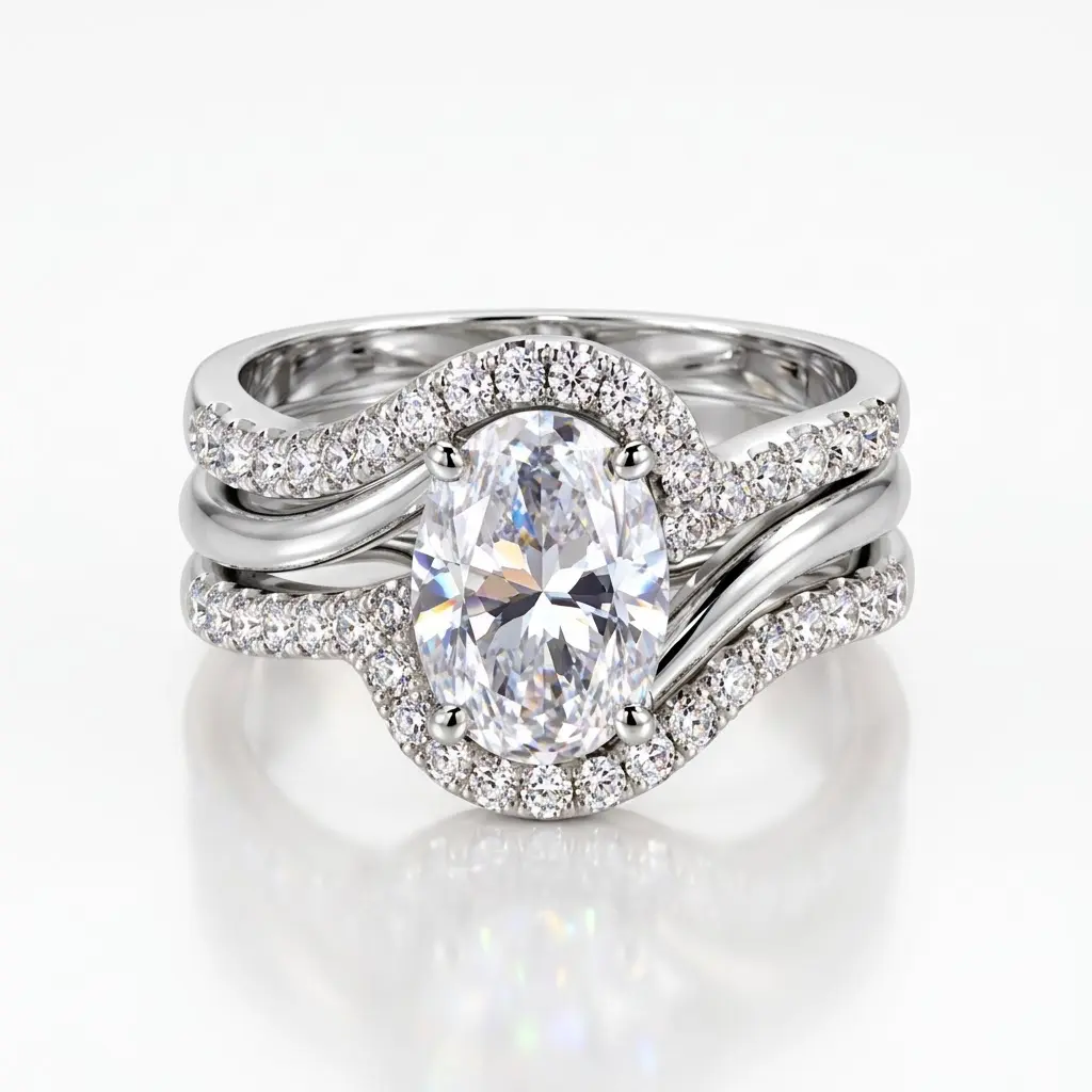MONOOC 2Pcs 2.2ct Solitaire Moissanite Ring VVS1 Moissanite Perfect Gifts for Birthday Engagement Wedding Anniversary