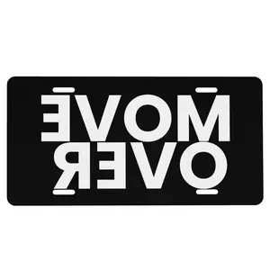 "Move Over" Black Text Front License Plate - Minimalist Sarcastic Aluminum Metal Car Tag - Bold Novelty Vanity Plate - Funny Gift for Drivers
