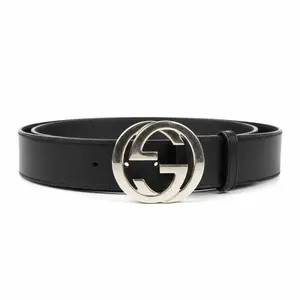 Pre-owned Gucci Leather Belt Interlock GG Size 75