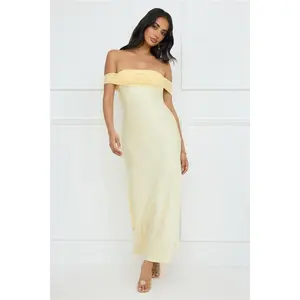 Women's Strapless Casual Maxi Dress, Daisy Darling Style, Yellow