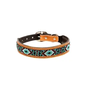 Whitzer Hand-Tooled Beaded Dog Collar