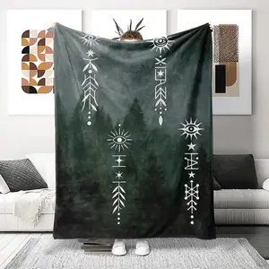 Rune Symbol Theme Fleece Digital Printing Blanket, Soft Cozy Nap Throw for Couch, Bed, Office, Travel, Ideal Holiday Gift