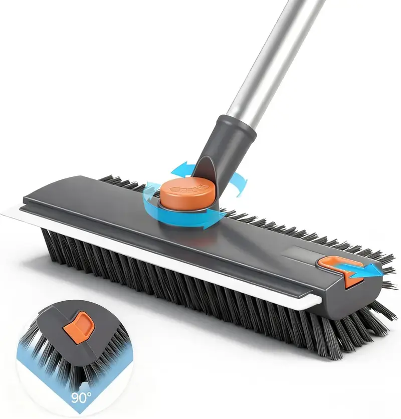 Floor Scrub Brush Bathtub Brush with Long Handle 3 in 1 Scrape and Heavy-Duty Stiff Bristle Scrubber Brush for Cleaning Shower Bathroom Patio Garage Kitchen Wall and Deck Cleaning Supplies for Home Essential Items for Home Pool Accessories Swimming Pool K