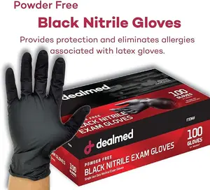 Dealmed Black Nitrile Disposable Gloves – Multi-Purpose, Powder-Free, Latex-Free