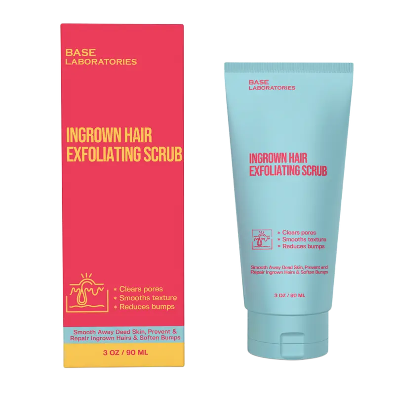 KP Exfoliating Body Scrub – AHA + BHA Ingrown Hair & Razor Bump Treatment for Legs, Arms, Bikini Line & Underarms – Sea Salt, Lactic Acid, Glycolic Acid & Salicylic Acid Smooth Strawberry Skin & KP Bumps