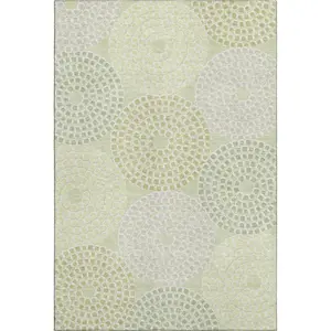 HomeRoots 670133 8 x 10 ft. Mint Green, Gray & Olive Green Geometric Washable Machine Made Rectangle Area Rug with UV Protection