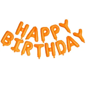 16-Inch Orange Foil Happy Birthday Letter Balloons Vibrant Banner for Party Decorations