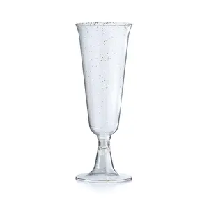 5 Oz. Gold Sparkle Plastic Flute Glasses | 12 Count