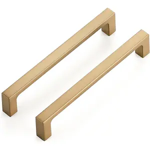 10 Pack Solid 5 Inch Square Cabinet Handles, Champagne Bronze Cabinet Pulls, Drawer Pulls for Kitchen Cabinet Hardware