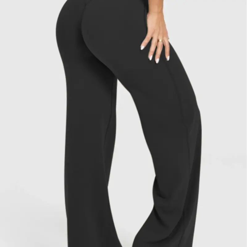 Women's High Waist Bell Bottoms, Fall Winter Sporty Pants, Tummy Control Butt Lifting, High Elasticity Outdoor Casual Wear, Casual Fashion Trousers