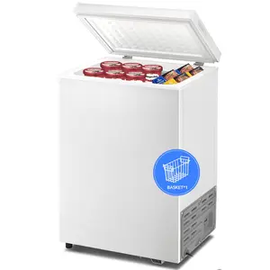 R.W.FLAME Chest Freezer 2.8 Cu.ft with 2 Removable Baskets Adjustable Temperature Energy Saving Compact Top Open Door Freezer White