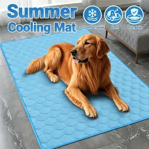 1Pc Pet Dog Cat Cooling Mat, Quilted Breathable Summer Pet Pad, Summer Self-Cooling Bed for Large Medium Small Dogs, Comfortable Soft Durable Pet Bed, Double-Sided Design, All-Season Soft, Home