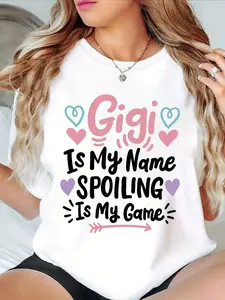 100% Cotton Women's GIGI-Element Casual Short Sleeve Round Neck T-Shirt - Semi-Sheer Summer Blouse with GIGI Element (/Line/Point) Patterns, Machine Washable, Versatile Layering Top Suitable for Summer Outfits & Year-Round Wear