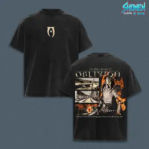 The Elder Scrolls IV Oblivion Vintage Washed Graphic Tee, Oversized Streetwear Heavyweight Cotton Shirt, Premium Fit Fantasy RPG Apparel, Retro Gaming Fashion, Cyrodiil Adventure Merch, Urban Aesthetic Clothing, Gamer Gift