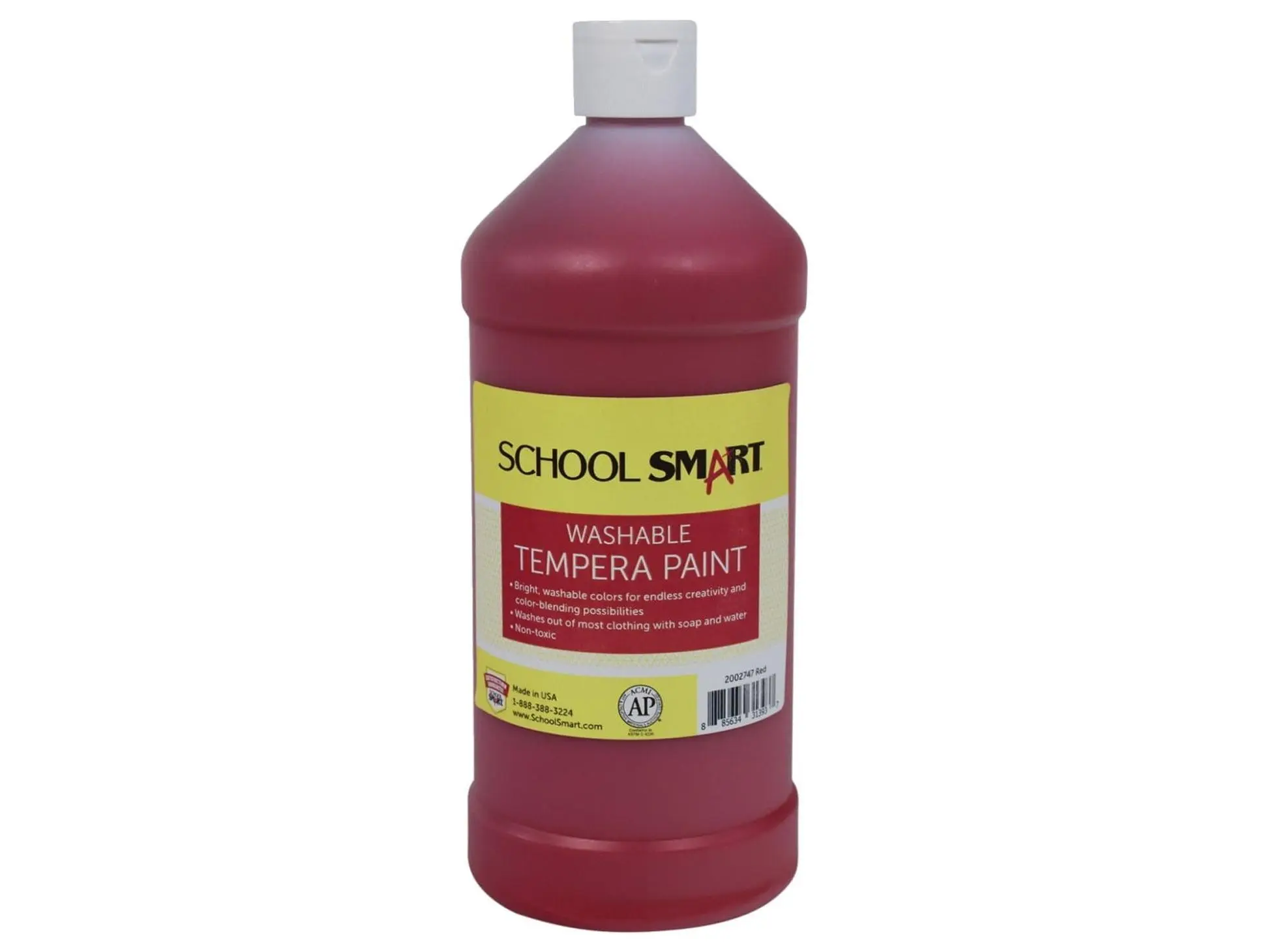 School Smart 2002747 1 Qt Washable Tempera Red Paint, School & Office Educational Stationery Supply
