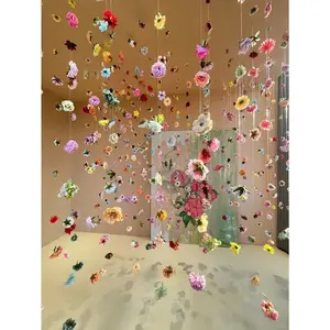 20pcs/Set Hanging Flower Garland Kit DIY Ceiling Flower Set DIY Flower Curtain Material Simulation Flower Pendant Ornaments Floating Flower Wall Hanging Backdrop Photography Design For Wedding Birthday Room Layout Gifts Graduation