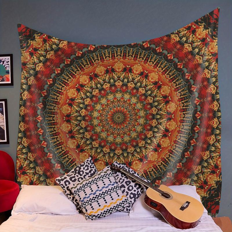 1 piece, Premium Bohemian Mandala Meditation Wall Tapestry - Woven Peach Skin Velvet Polyester Hanging Decor for Bedroom, Living Room, Indoor Use, Comes with Free Installation Package