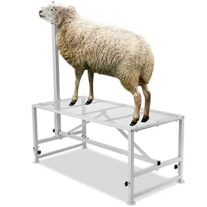 VEVOR Goat & Sheep Stand,  47x23 inch Livestock Stand, Metal Livestock Milking and Shearing Stand 21" to 33" Adjustable Height, with Headpiece and Nose Loop, 500lbs Loading Weight, White