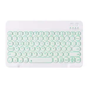 Wireless Bluetooth Mini Keyboard with Touchpad Round Keycaps for iPad Phone Tablet Small Portable Travel Accessory Silver