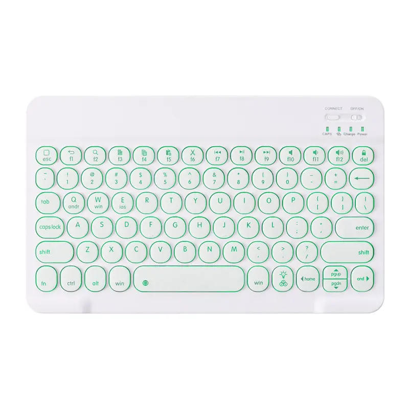 Wireless Bluetooth Mini Keyboard with Touchpad Round Keycaps for iPad Phone Tablet Small Portable Travel Accessory Silver