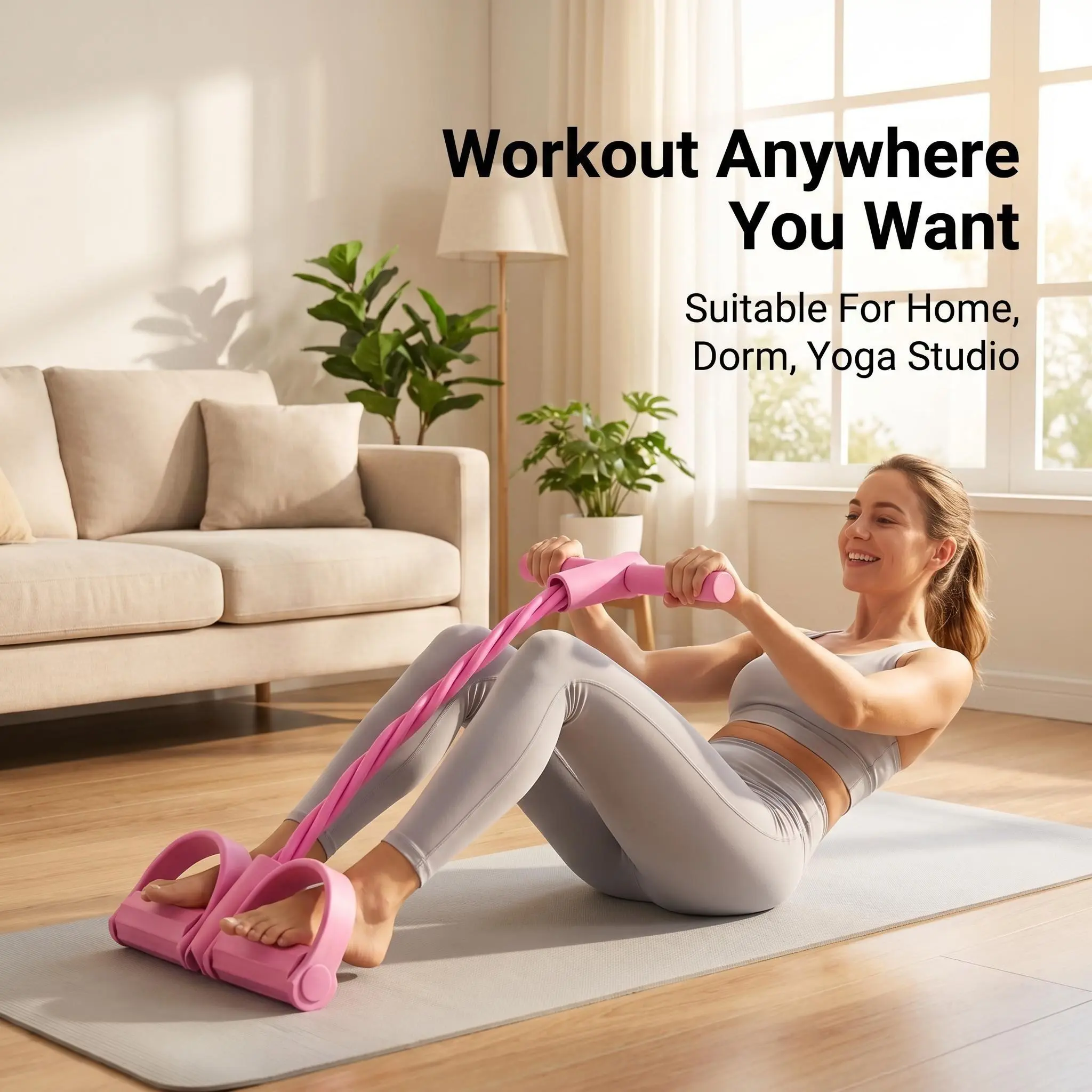 6-Tube Elastic Yoga Pedal Puller Resistance Band Multifunction Fitness Equipment for Full-Body Workout Home Gym Sit-up Yoga Abdominal Training
