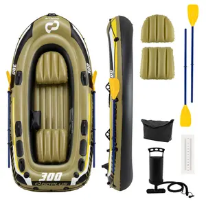 Heavy-Duty Inflatable Kayak, 3-4 Person 748LBS Capacity, 3 Air Chambers, All Accessories, Portable Boat for Fishing Lake River fathersdaygift