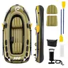 Heavy-Duty PVC Inflatable Kayak - 3-4 Person Adults & Child Water Vessel, 748 lbs Capacity, 3 Air Chambers, All Stainless Steel Accessories, 10" x 4'6", All-Around Grab Lines, Convenient Handle, Comfortable Ride Portable Fishing Boat for Lake & River