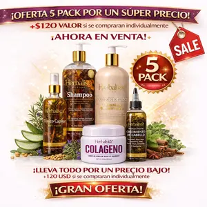 Herbalista Ultimate Hair Care Bundle – 5 Piece Botanical Hair System – Shampoo 1L + Conditioner 1L + Hair Growth Oil 120ml + Hair Tonic 250ml & Collagen Leave-In Treatment 250g