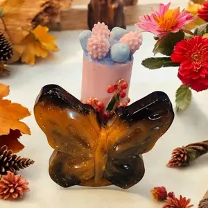 Butterfly Candle Holder - Elegant Decorative Design with Butterfly Charm and Floral Accents