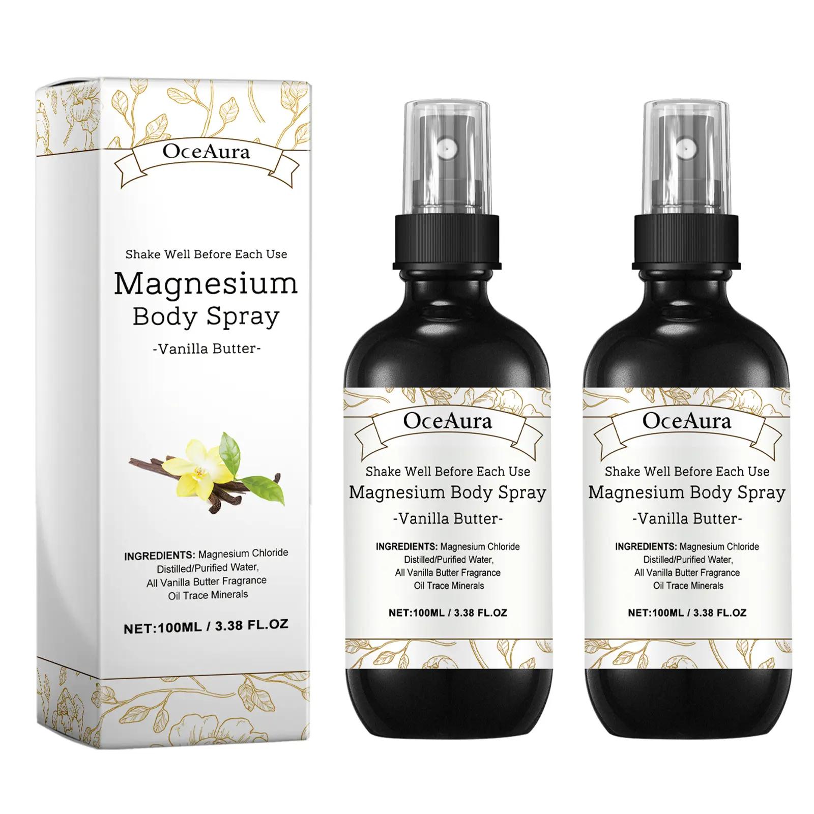 Magnesium Oil Spray for Relaxation, Body Care, Hormone Balance, Cortisol Reduction, and Immune Support, Magnesium Chloride Flakes Lavender