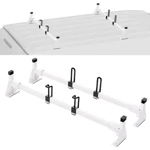 Father's Day Gift VEVOR 54" Van Roof Ladder Racks, 600 lbs Capacity Heavy-Duty Steel Roof Racks for Van, Drilling Racks with Straps, Fit for Ford Transit 150, 250, 350, 2015-2022, 2 Bars